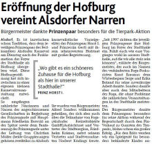 Eröffnung der Hofburg vereint Alsdorfer Narren